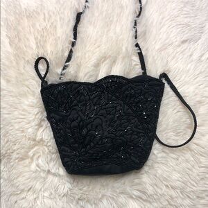Chic Black Beaded Mini Bag